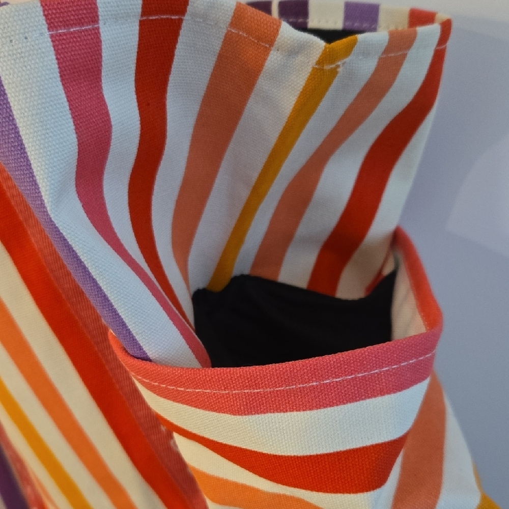 Victoria's Secret Red and Pink Tote Bag with Striped Design NWT - Picture 8 of 8